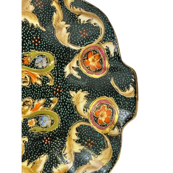 Large Satsuma Style Vintage Mid Century Cloisonne Ruffle Edge 10.25" Bowl - Picture 6 of 8